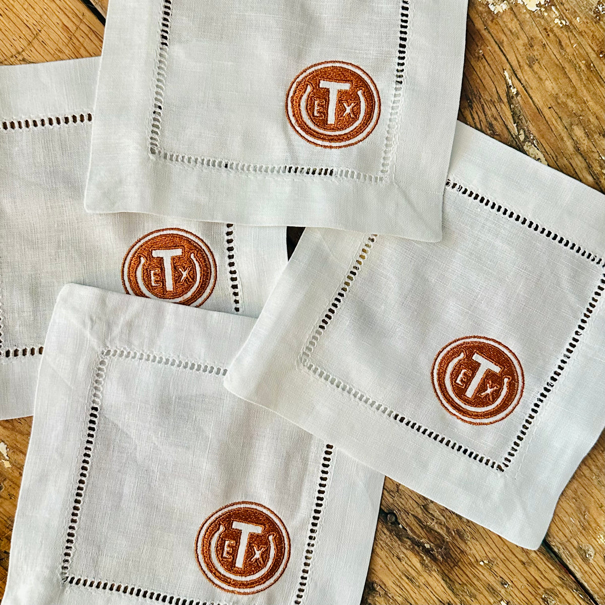 Texas Exes Embroidered Cocktail Napkins