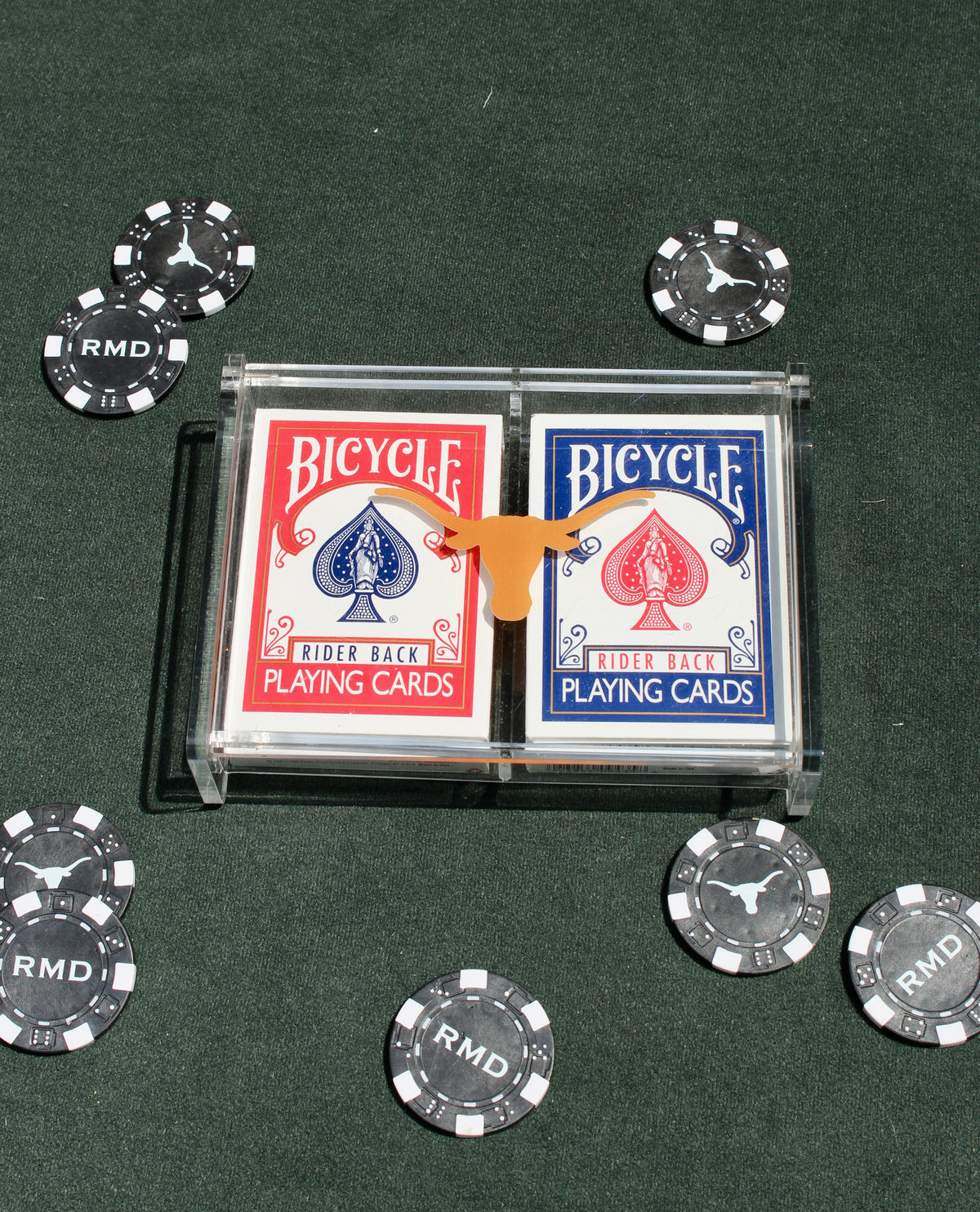 Texas Longhorn Acrylic Playing Card Box (Holds 2 Decks)