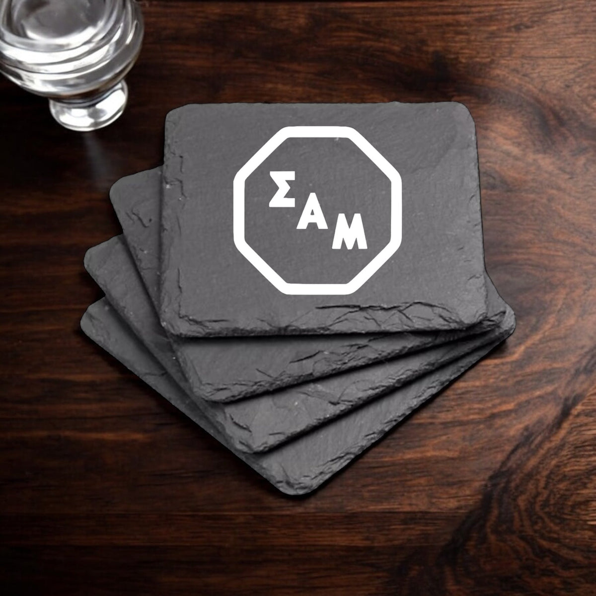 Sigma Alpha Mu (ΣΑΜ) Slate Coasters (4)
