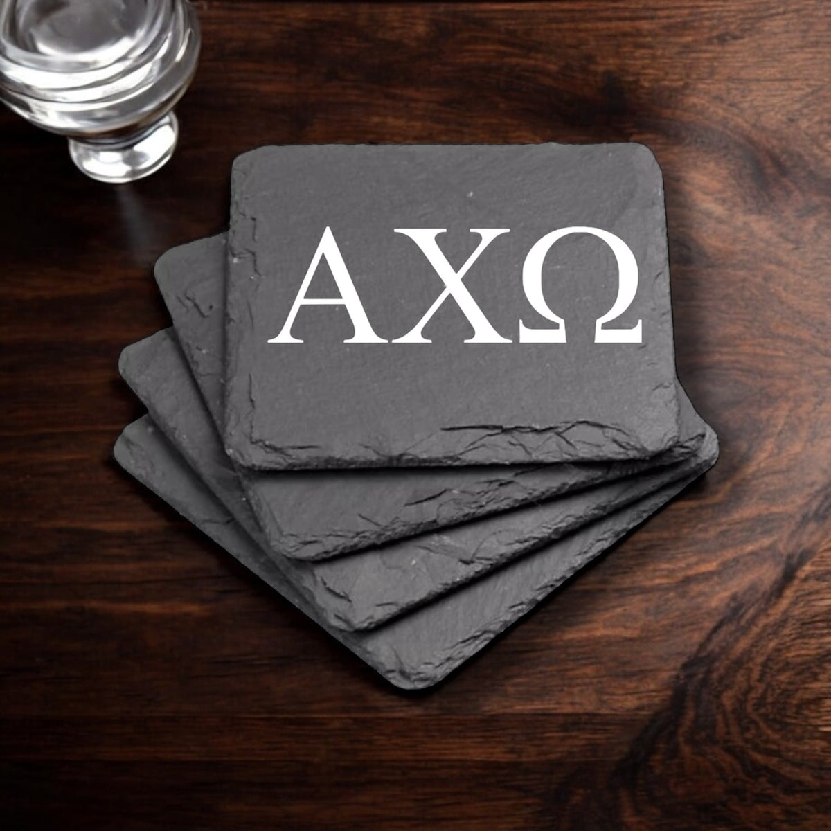 Alpha Chi Omega (ΑΧΩ) Slate Coasters (4)
