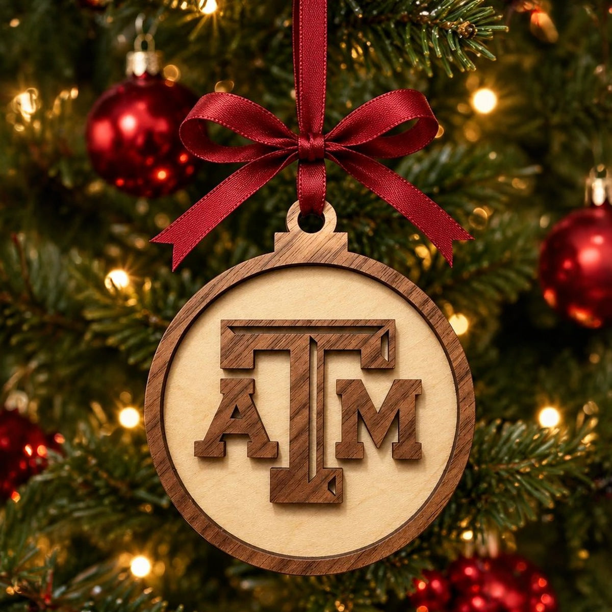 Texas A&M Wooden Holiday Ornament