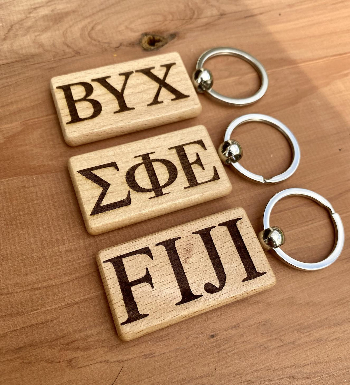 Custom Wooden Fraternity Keychains