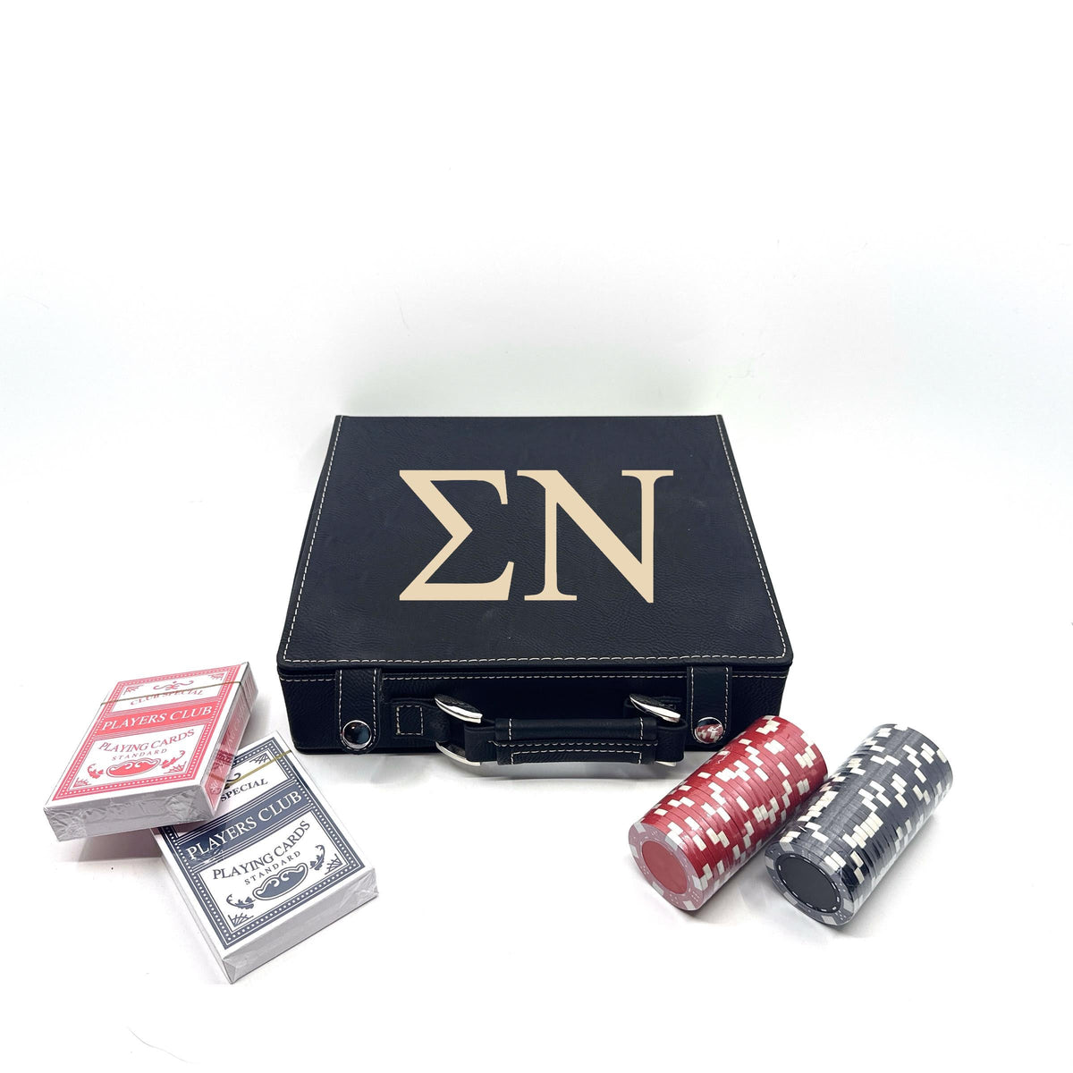 Sigma Nu (Sig Nu) Fraternity Leather Poker Set