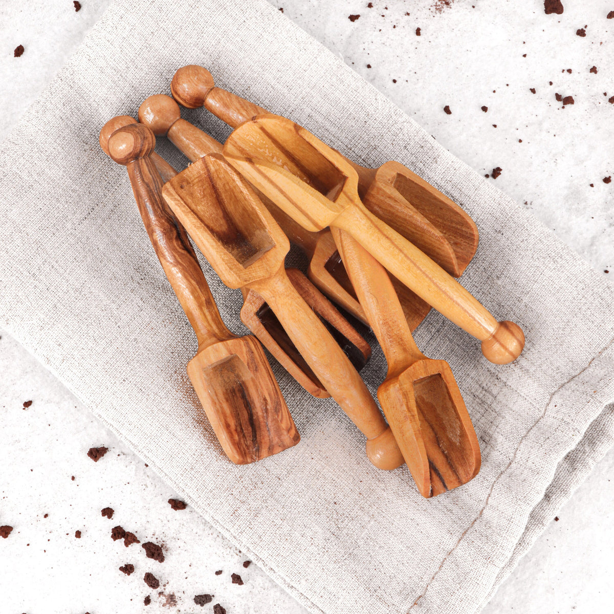 Handmade Olive Wood Mini Scoops: Salt, Coffee, Tea Scoops
