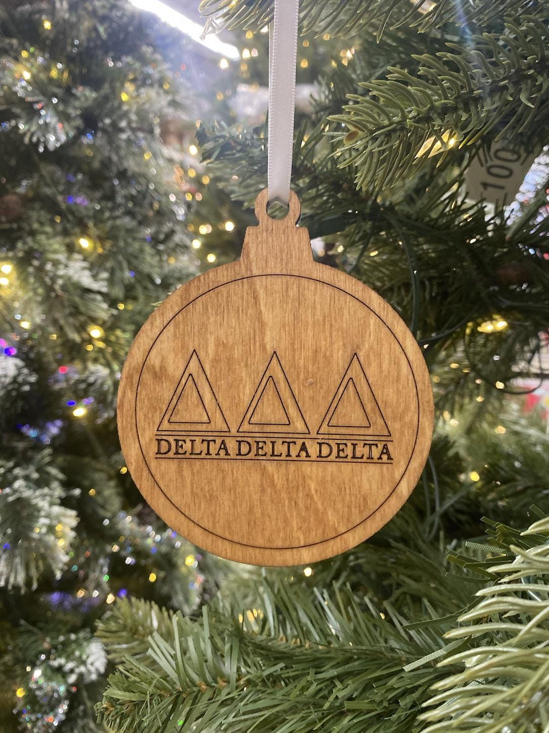 Delta Delta Delta (ΔΔΔ) Wooden Ornament
