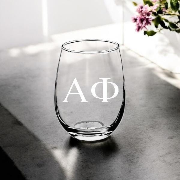 Alpha Phi (ΑΦ) 15oz Stemless Glasses