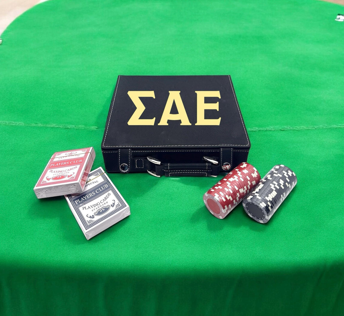 Sigma Alpha Epsilon (SAE) Fraternity Leather Poker Set