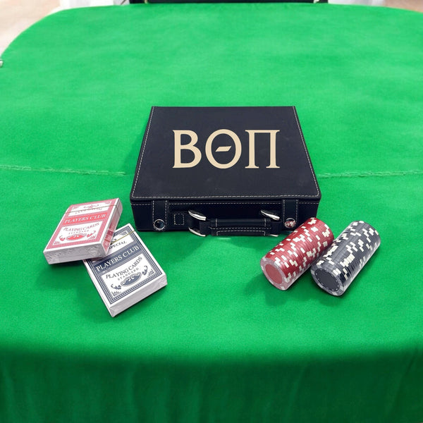 Beta Theta Pi (Beta) Fraternity Leather Poker Set