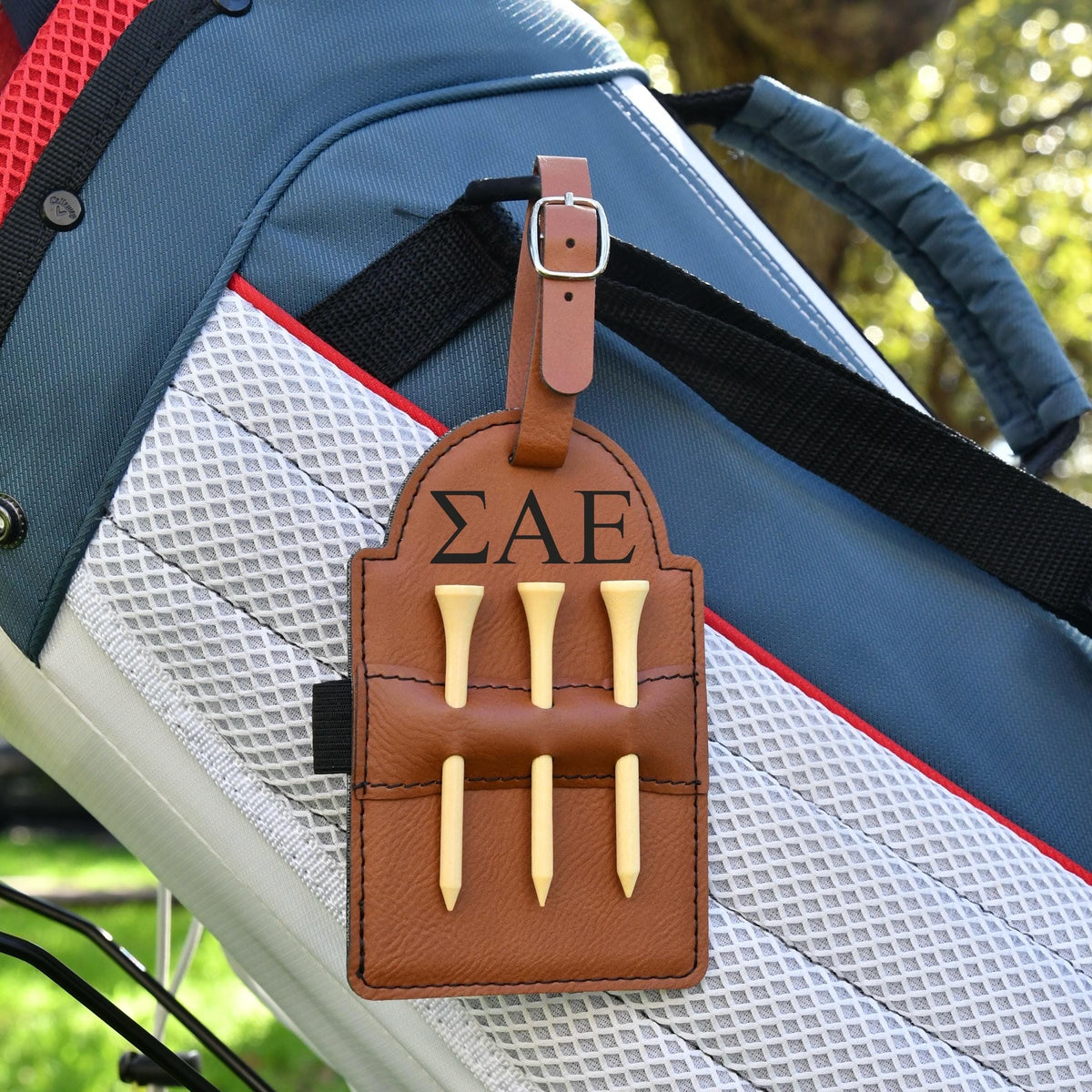 Sigma Alpha Epsilon (ΣΑΕ) Leather Golf Tee Holder