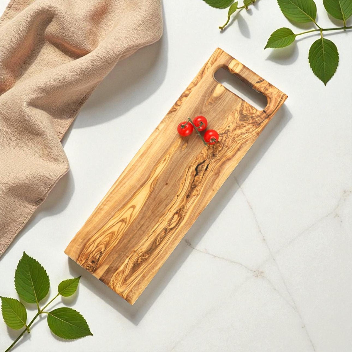 LARGE Olive Wood Serving Board with Handle β 17.7" x 5.9"
