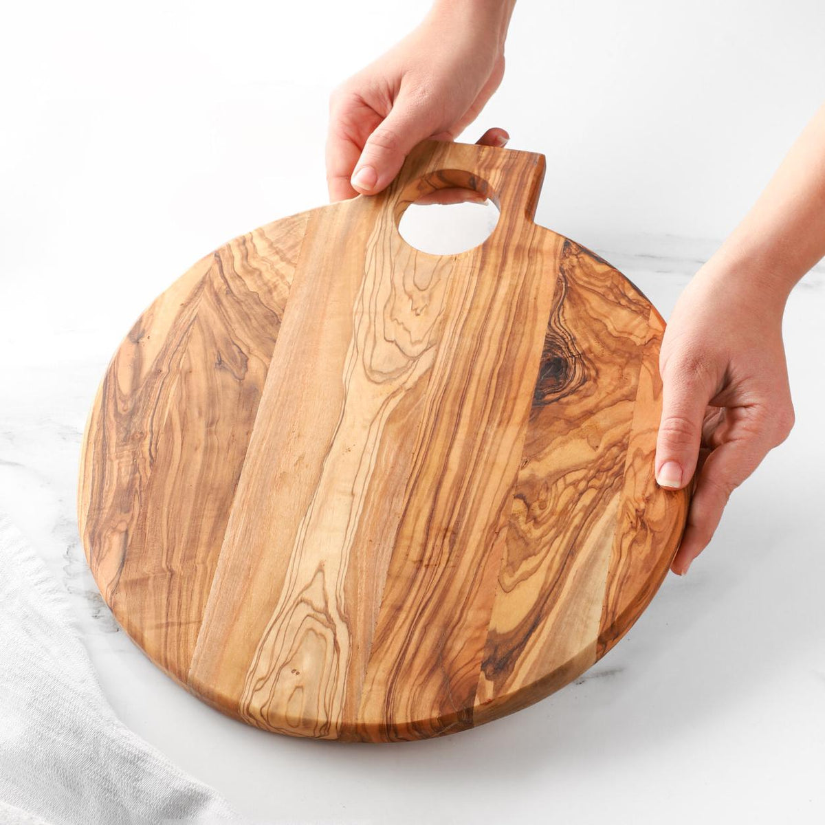 Handmade Olive Wood Cutting Board with Handle: Rustic Charcuterie Board