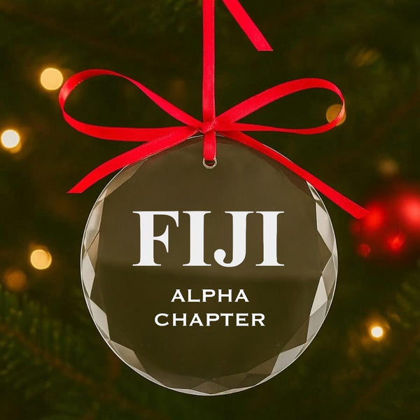 Fraternity Glass Crystal Ornament β Personalized Greek Christmas Gift for Him | College Guy Gifts | Custom Greek Life | Christmas Ornament