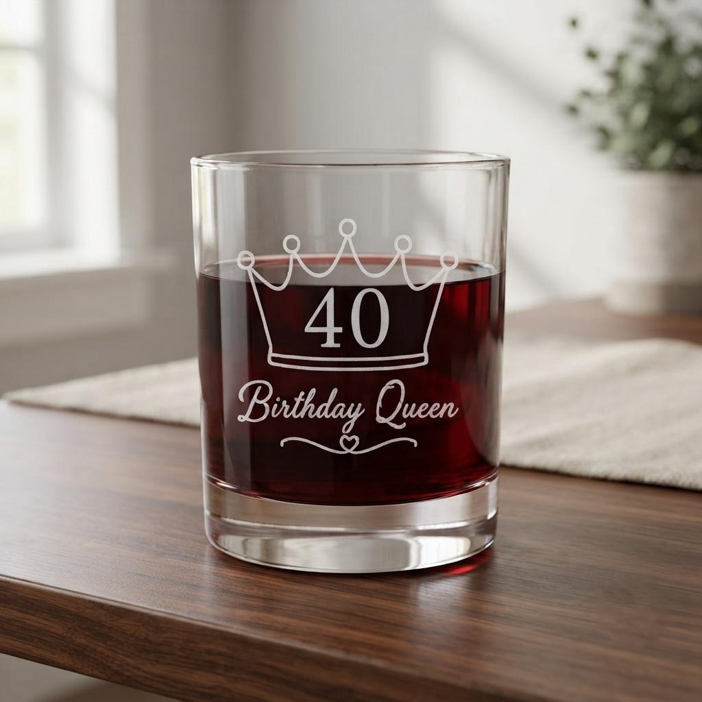 Personalized 40th Birthday Glassware Set | Engraved Beer Wine Shot Whiskey Mason Jar | Custom Forty & Fabulous Party Favor