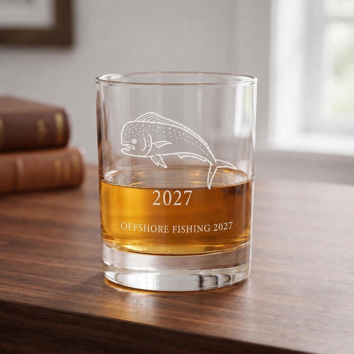 Personalized Offshore Fishing Glassware Set | Custom Engraved Deep Sea Gift | Beer Wine Shot Whiskey Mason Jar | Custom Marlin Mahi