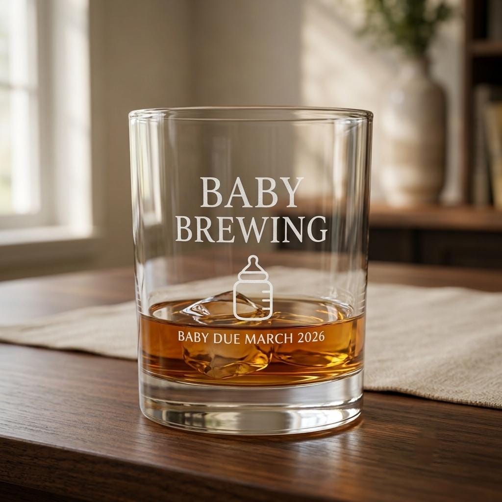 Personalized Pregnancy Announcement Glassware Set | Engraved Baby Reveal Keepsake | Beer Wine Shot Whiskey Mason Jar | Grandma Grandpa Gift