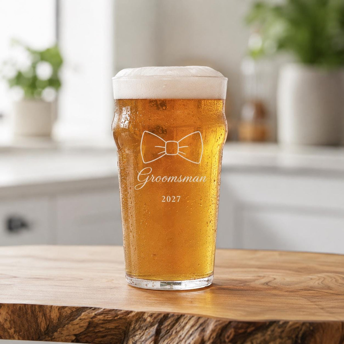 Personalized Groomsman Beer Glass | Custom Engraved Groomsmen Gifts | Best Man Bachelor Party Barware