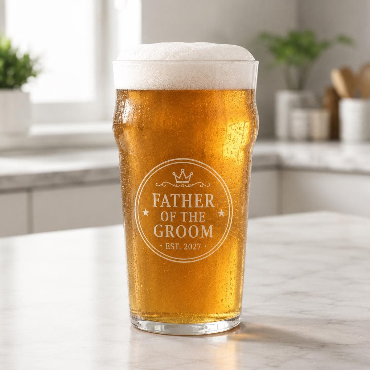 Personalized Father of the Groom Beer Glass | Custom Engraved Wedding Gift | Dad Barware