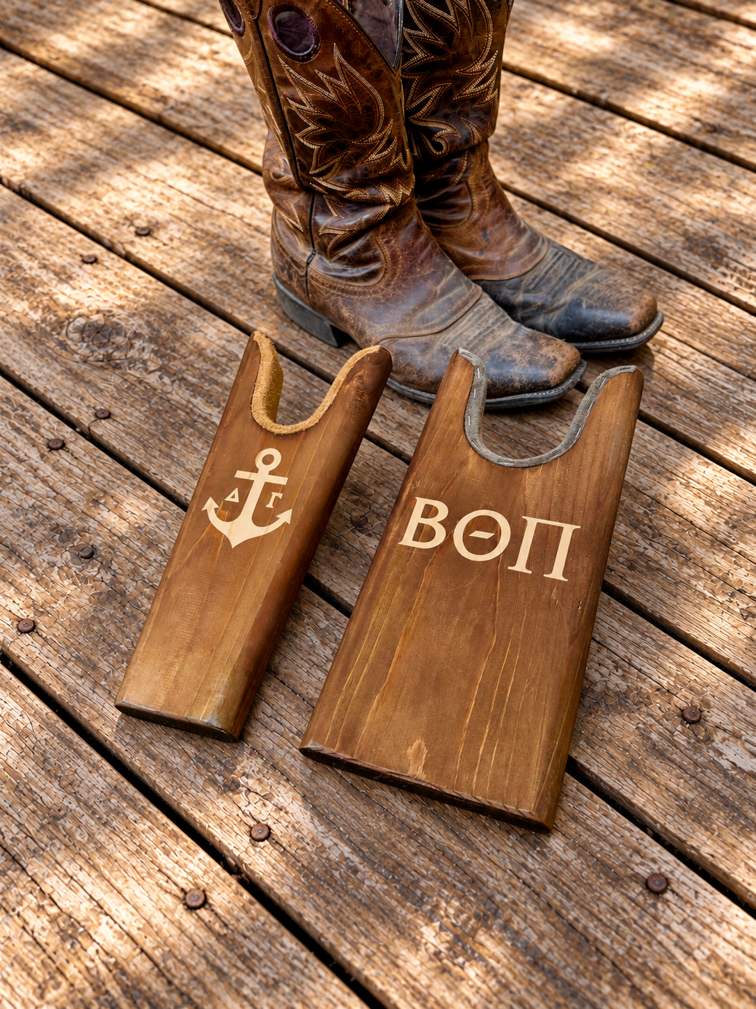 Custom Fraternity Wooden Boot Jacks| Greek Life Boot Jacks| Cowboy Boot Gifts|Fraternity Gifts|College Gift| Officially Licensed Accessories