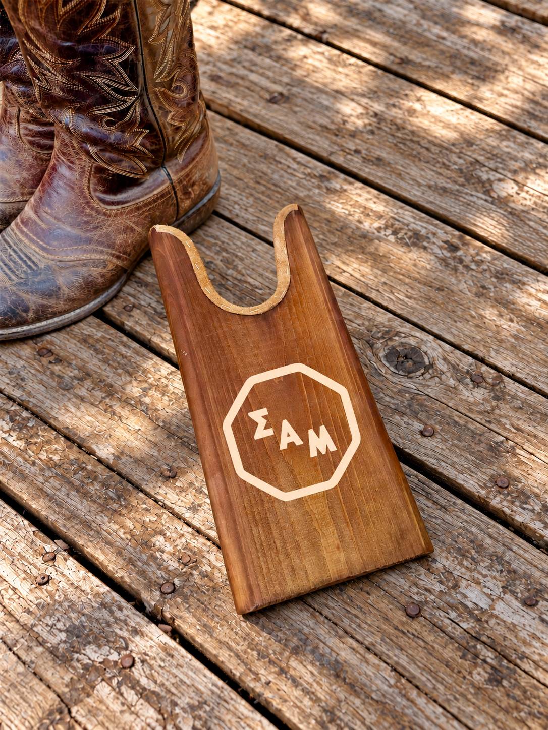 Sigma Alpha Mu (ΣΑΜ) Fraternity Wooden Boot Jack