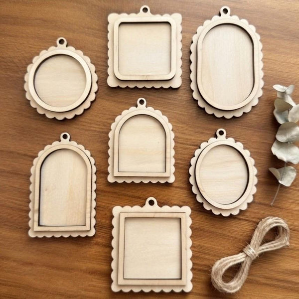 Blank Wooden Frame Ornaments | Unfinished Layered DIY Shapes