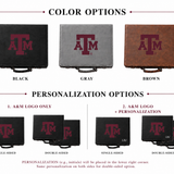 Color and personalization options for the A&M poker set: black, gray or brown, single or double sided