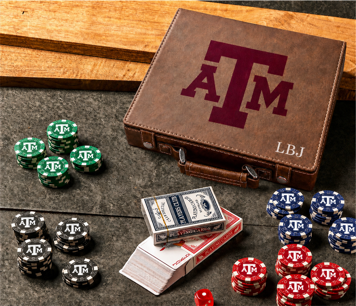 Officially Licensed Texas A&M University 100 Chip Leather Poker