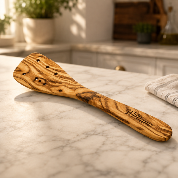Olive Wood Spatulas With Holes