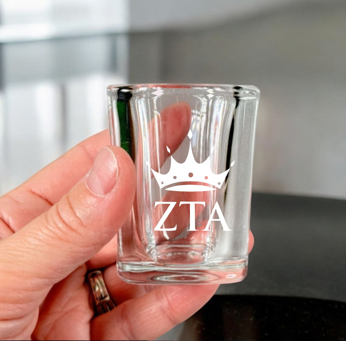 Custom Zeta Tau Alpha (ZTA) Sorority 2 oz Glasses