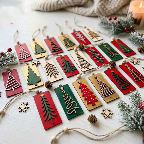 Set of 20 Unfinished Wooden Christmas Gift Tags | DIY Craft Kit