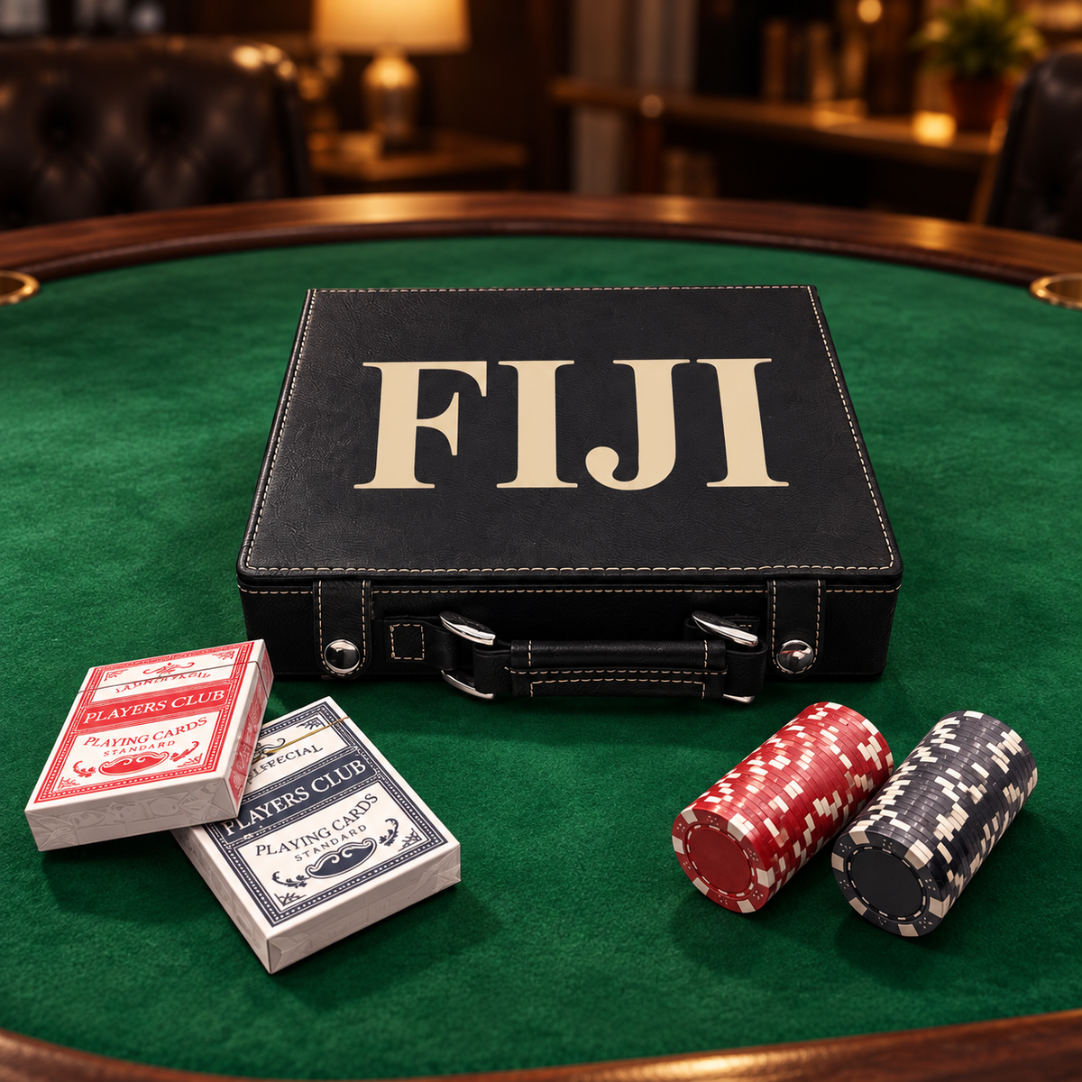 FIJI Fraternity Leather Poker Set