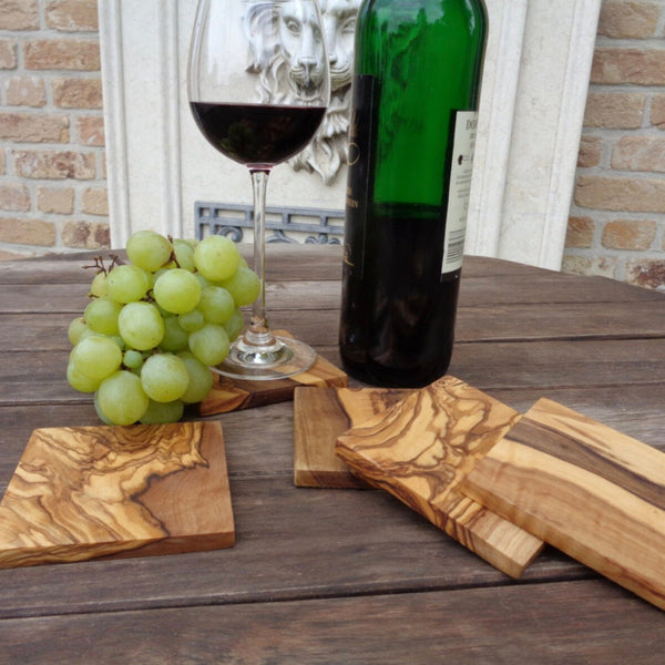 Set of 6 Olive Wood Coasters