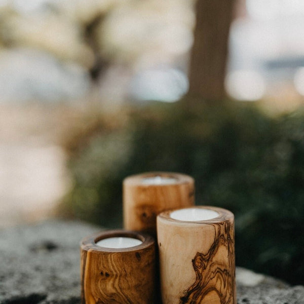 Olive Wood Tea Light Holder Set of 3
