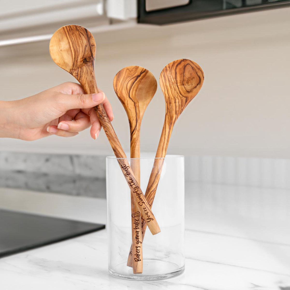 Handmade Olive Wood Cooking Spoon: Personalized Kitchen Utensil