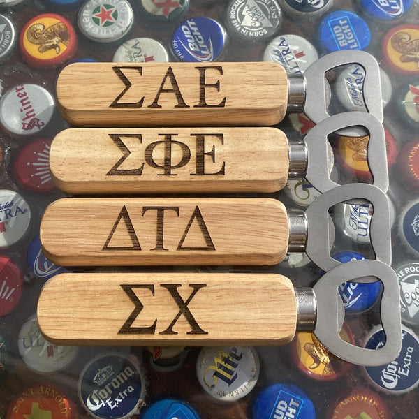 Custom Fraternity Wooden Handle Bottle Opener| Greek Life Bottle Openers| Fraternity Gifts|  College Gift| Officially Licensed Accessories