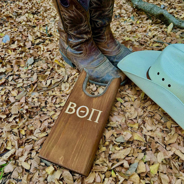 Custom Fraternity Wooden Boot Jacks| Greek Life Boot Jacks| Cowboy Boot Gifts|Fraternity Gifts|College Gift| Officially Licensed Accessories
