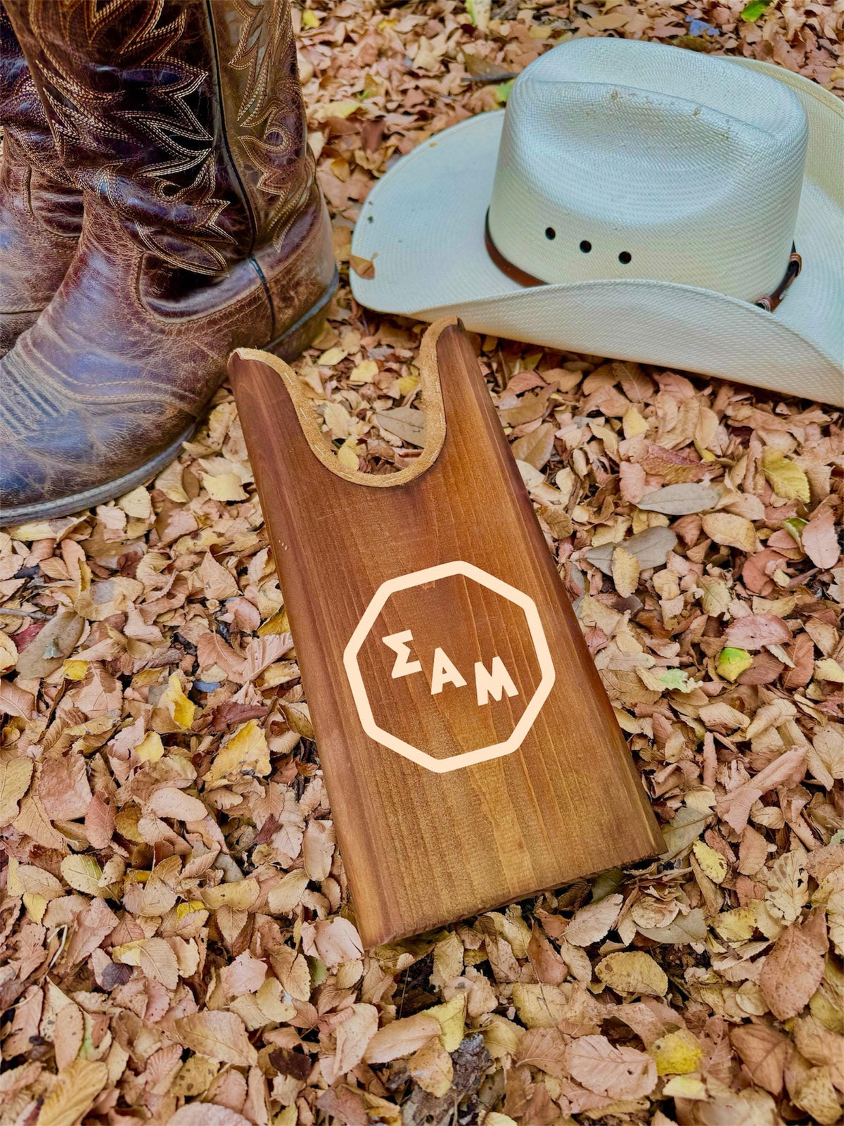 Sigma Alpha Mu (ΣΑΜ) Fraternity Wooden Boot Jack