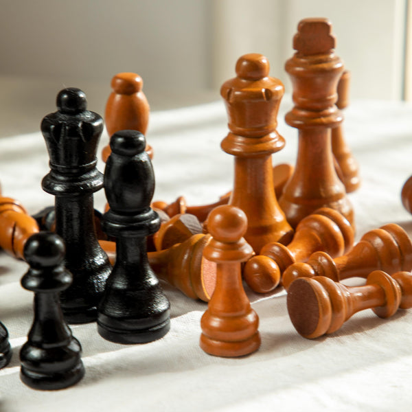 Handmade Wooden Chess Pieces: Natural Wood Set for Chess Lovers