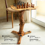 Olive wood chess table size chart, 45 cm and 60 cm boards with playing square sizes