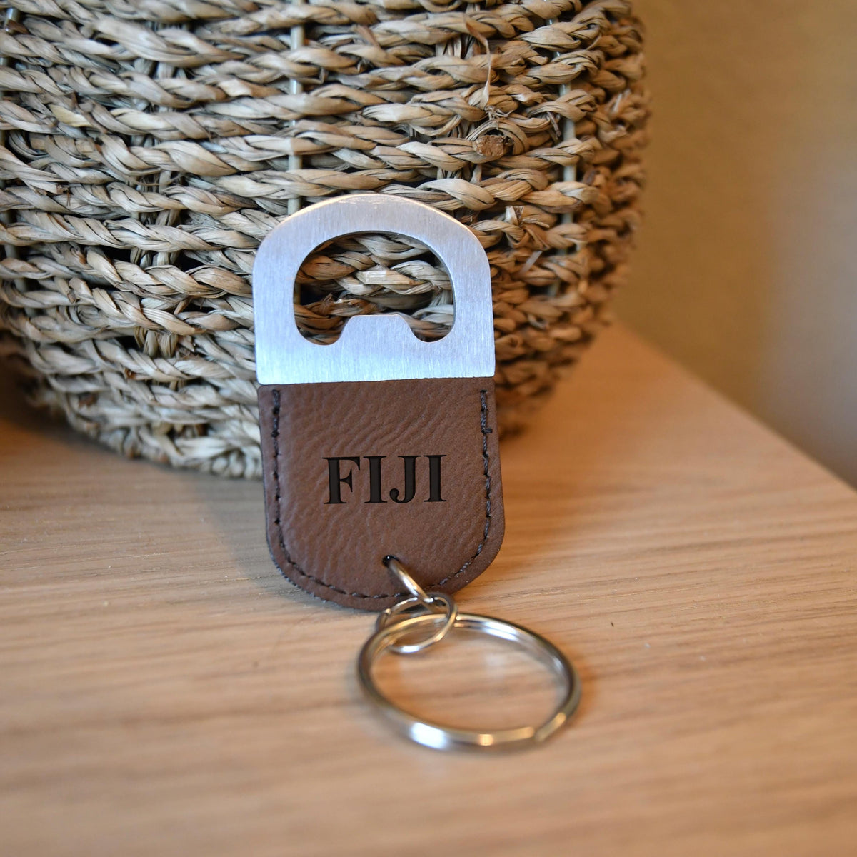 Phi Gamma Delta (FIJI) Leather Keychain Bottle Opener