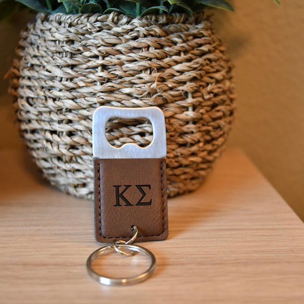 Kappa Sigma (ΚΣ) Leather Keychain Bottle Opener