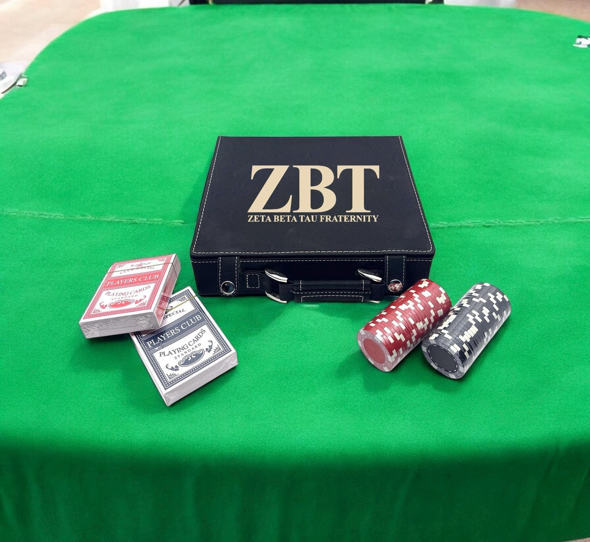 Zeta Beta Tau (ZBT) Fraternity Leather Poker Set