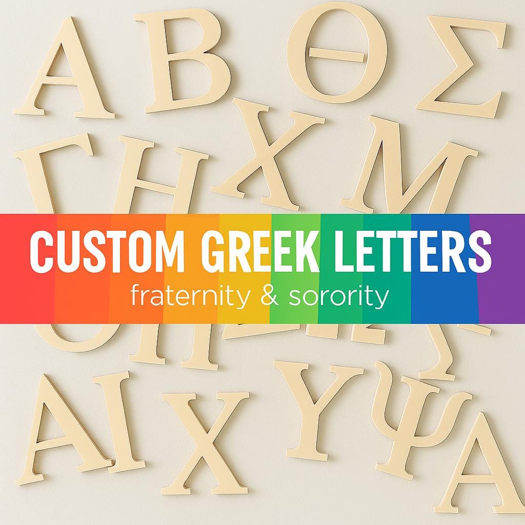 Custom Wooden Greek Letter Cutouts