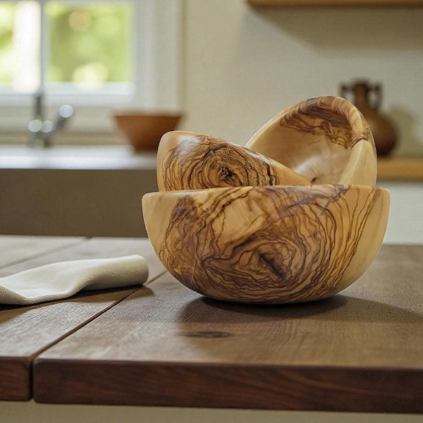 Round Olive Wood Bowls