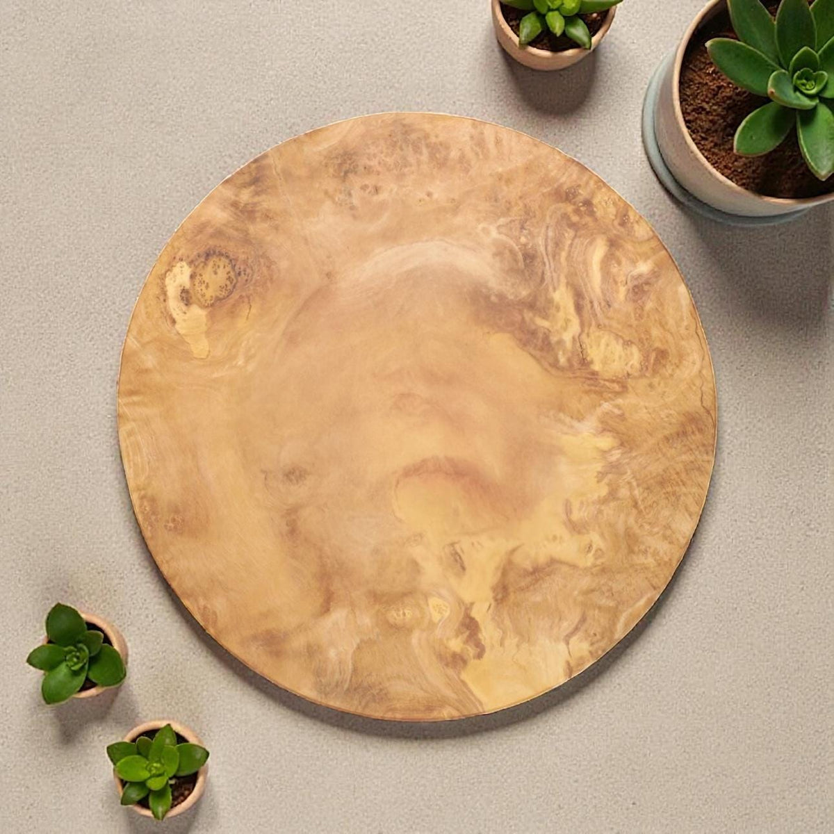 10 Inch Circular Olive Wood Cutting Board