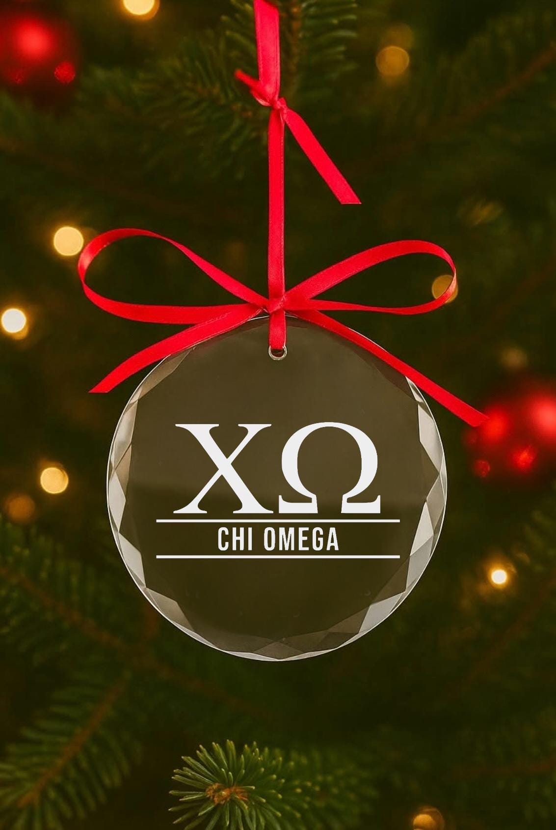 Sorority Glass Crystal Ornament – Greek Christmas Gifts, Greek Big Little Gift, Chapter Decoration, Sorority Initiation & Bid Day Keepsake