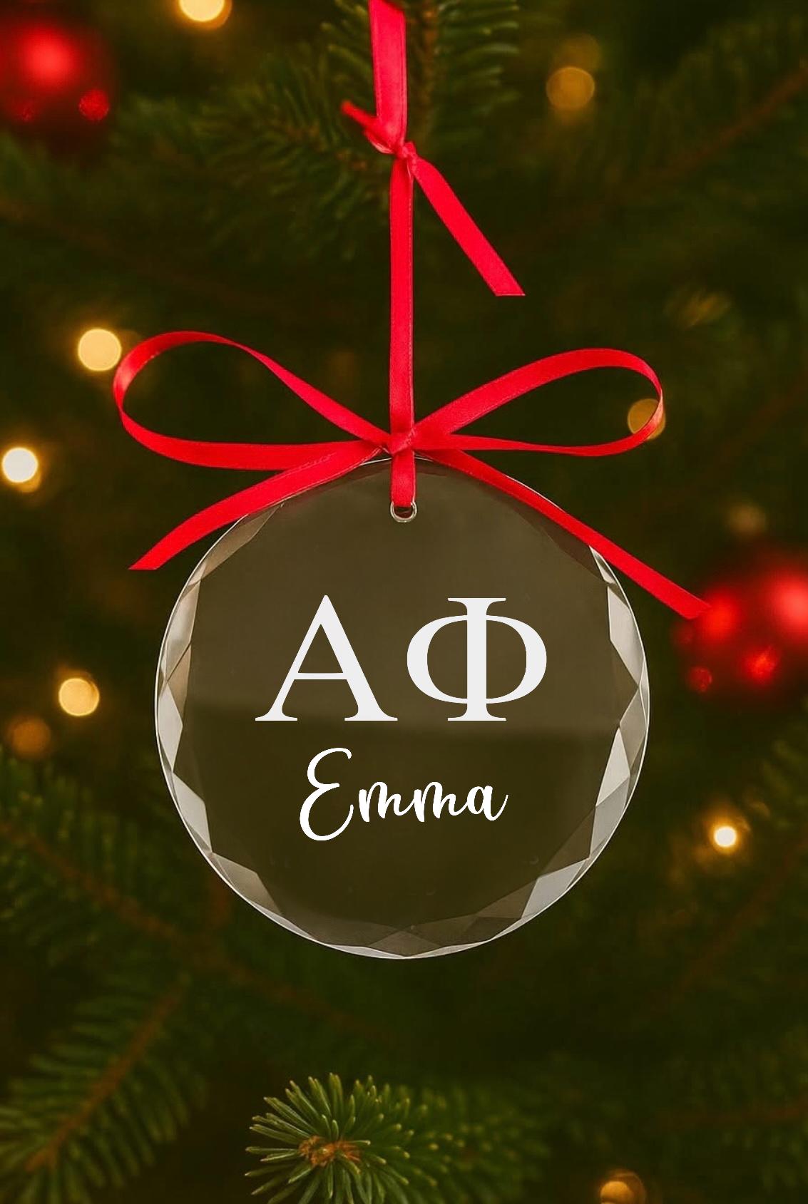 Sorority Glass Crystal Ornament – Greek Christmas Gifts, Greek Big Little Gift, Chapter Decoration, Sorority Initiation & Bid Day Keepsake