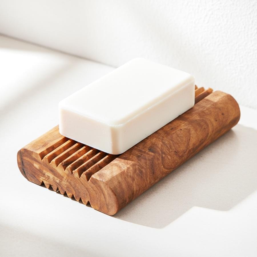 Olive Wood Soap Dish – Handmade Soap Saver Tray, Natural Bathroom Accessory
