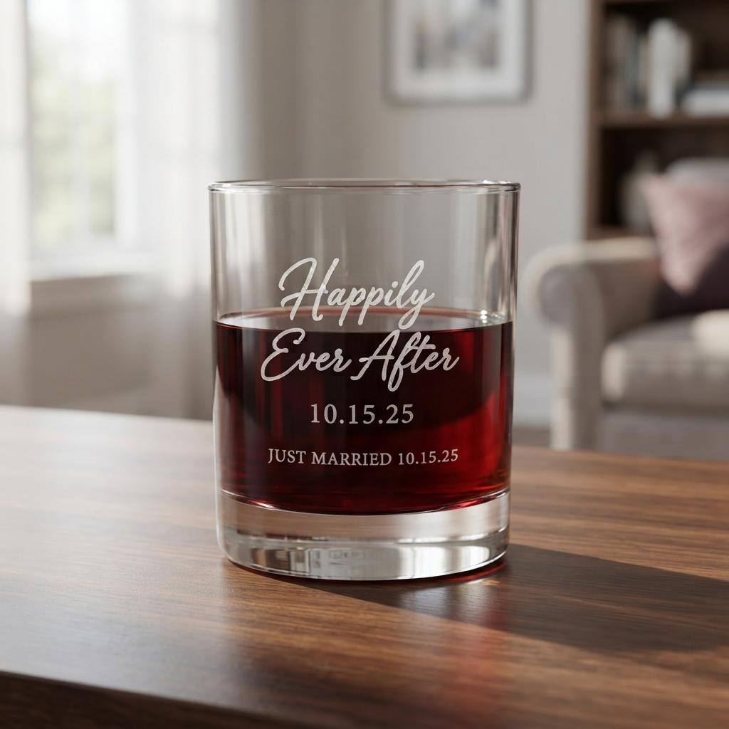 Personalized Newlywed Glassware Bulk Set | Engraved Just Married Gift | Beer Wine Shot Whiskey Mason Jar | Custom Mr Mrs Couple