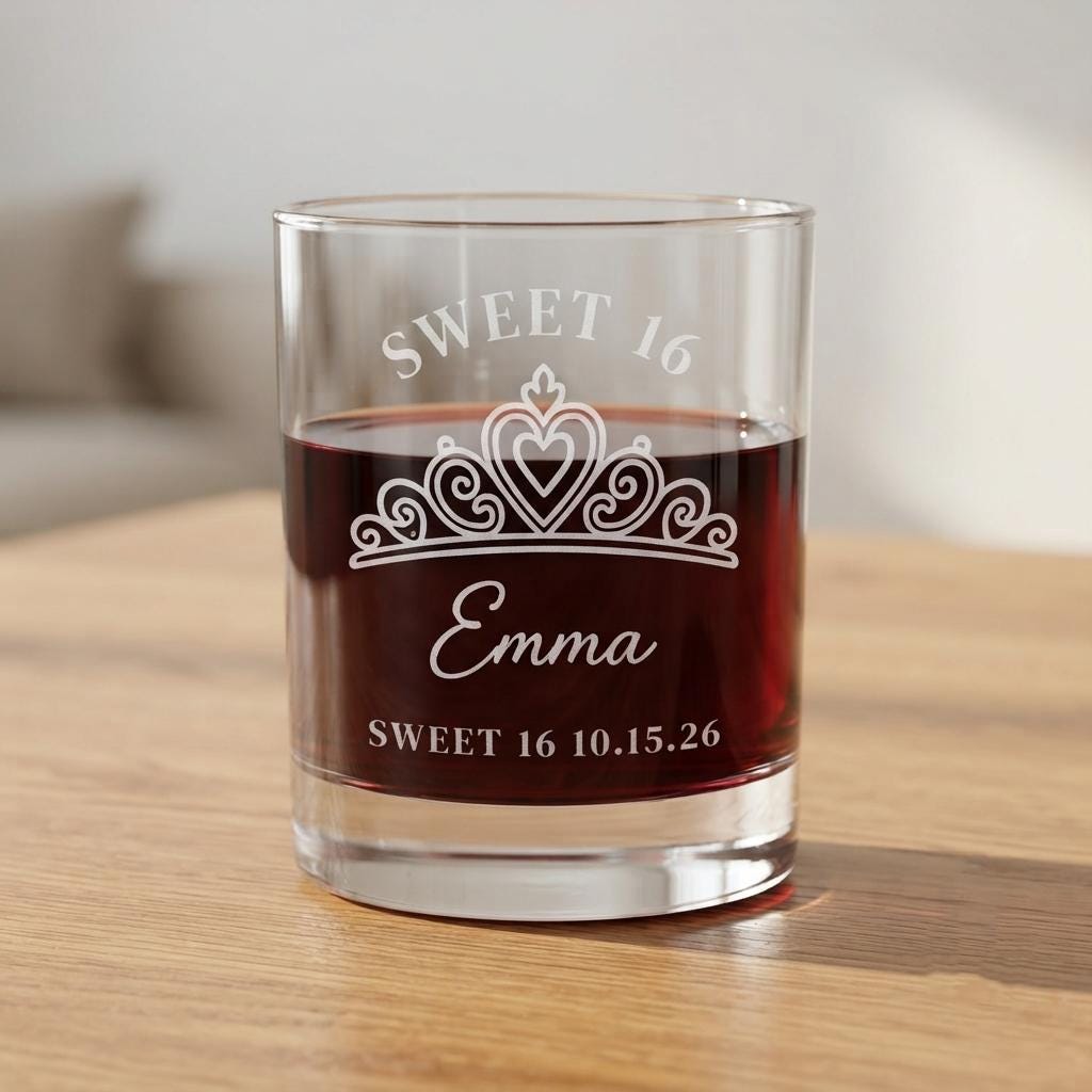 Personalized Sweet 16 Glassware Bulk Set | Engraved 16th Birthday Party Favor | Beer Wine Shot Whiskey Mason Jar | Custom Sweet Sixteen
