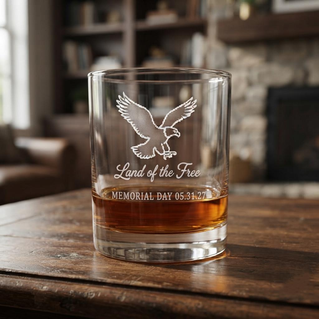 Personalized Memorial Day Glassware Set | Engraved Patriotic Gift | Beer Wine Shot Whiskey Mason Jar | Custom Remember Honor